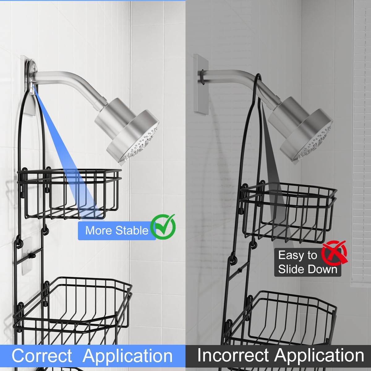 LEEDA 3-Tier Hanging Shower Caddy with Soap Basket
