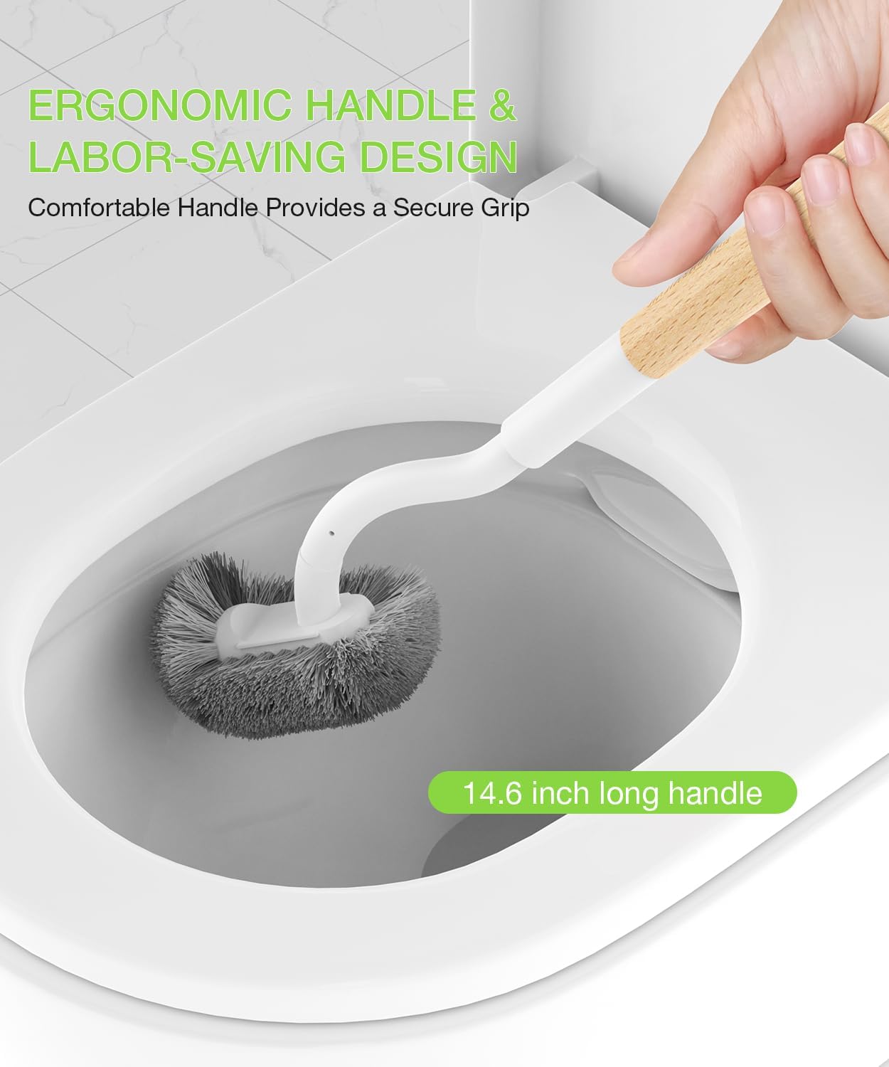 OSCIOSS Bamboo Toilet Brush Set 2 Pack