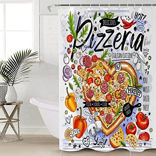 ZOE GARDEN Food Pizza Shower Curtain Set 60x72