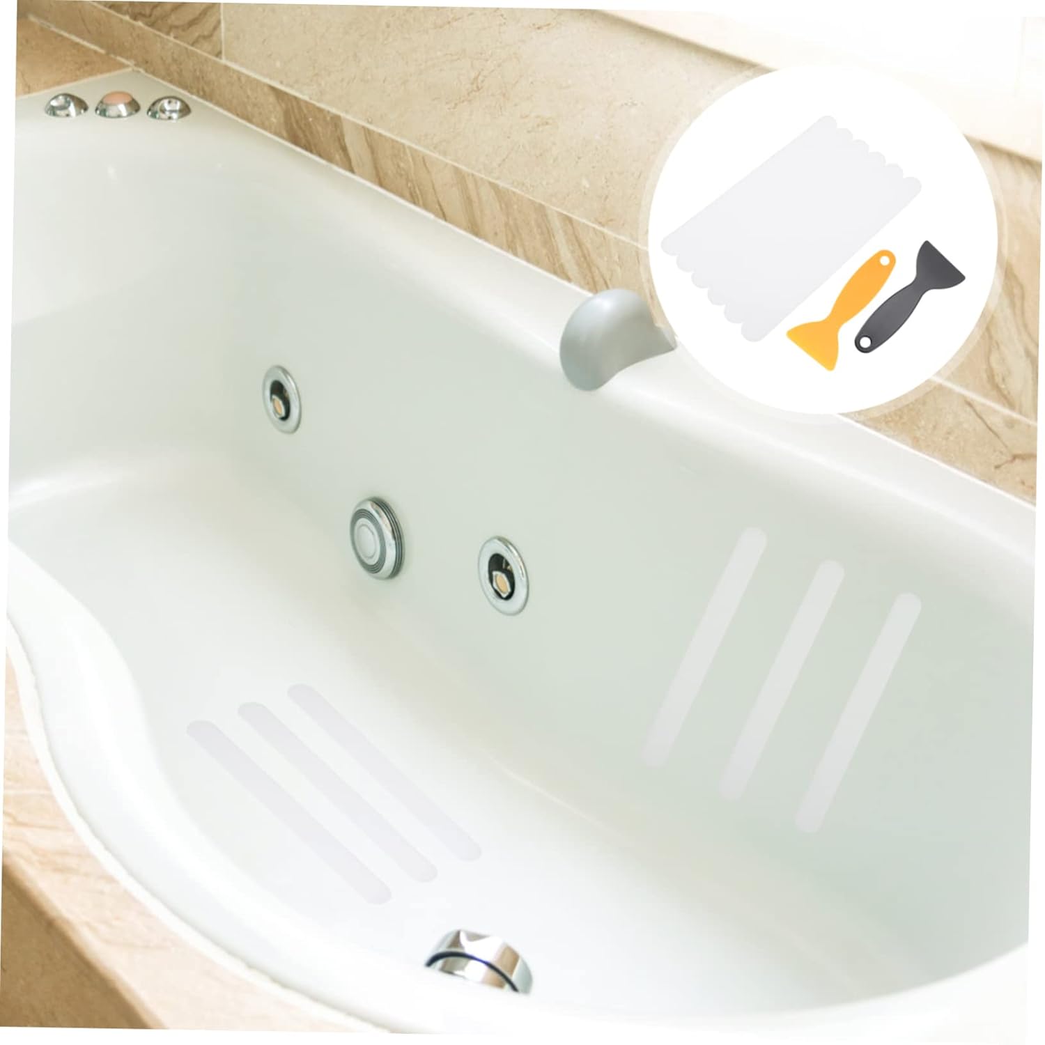 Non-Slip Bathtub Stickers with Scrapers 6pcs