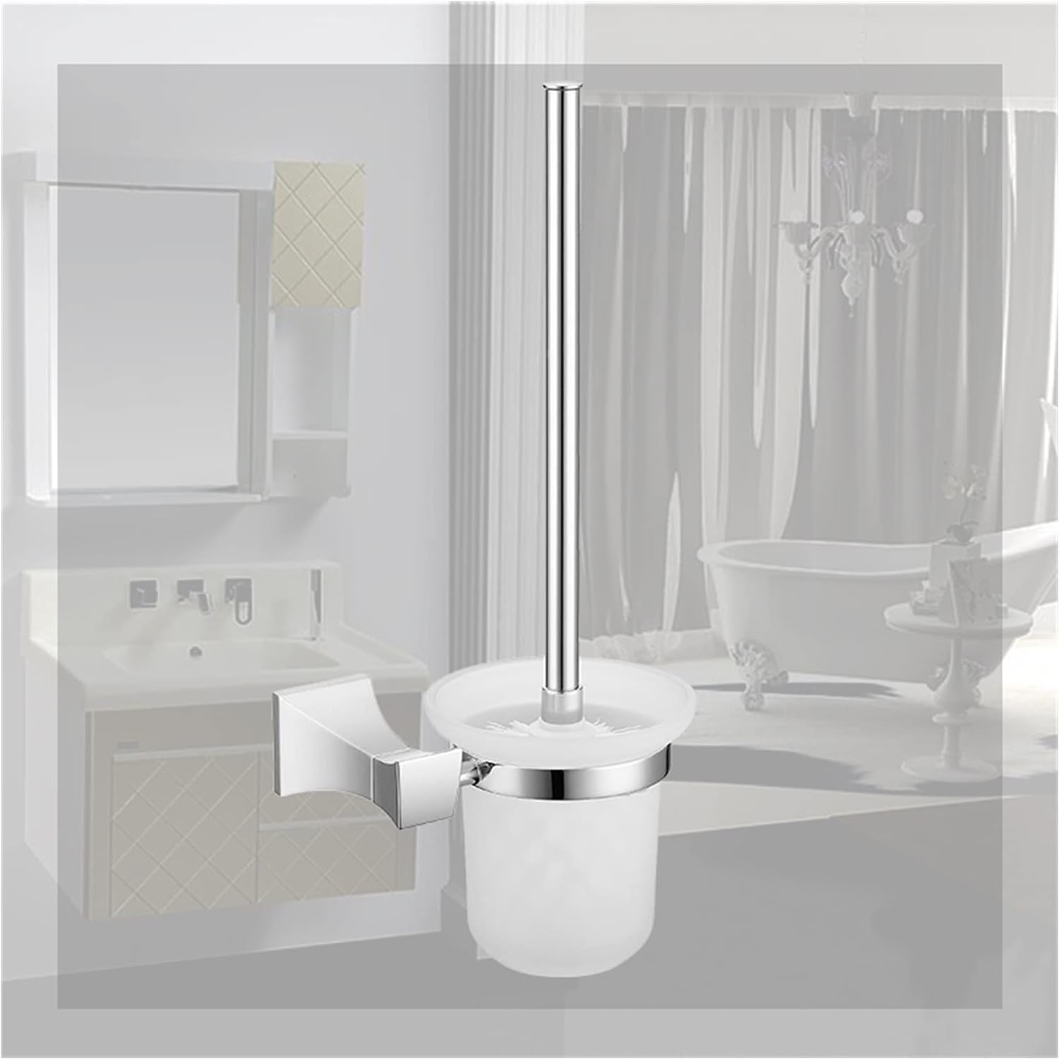 INPETS Chrome Screw Wall Mounted Toilet Brush Holder
