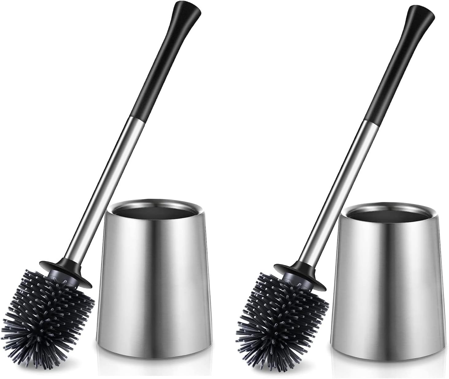 HAMITOR 2Pack Toilet Brush Holder Set - Silicone Stainless Steel