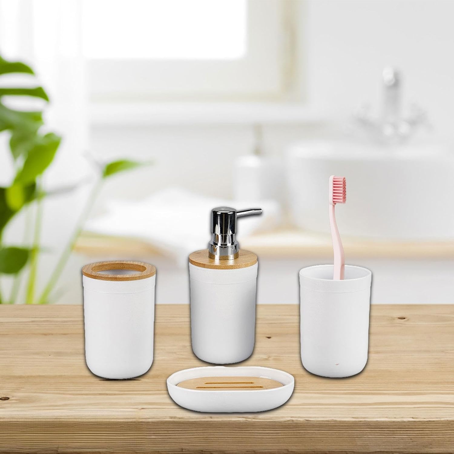 Ioensy 4X Bathroom Accessories Set White 1