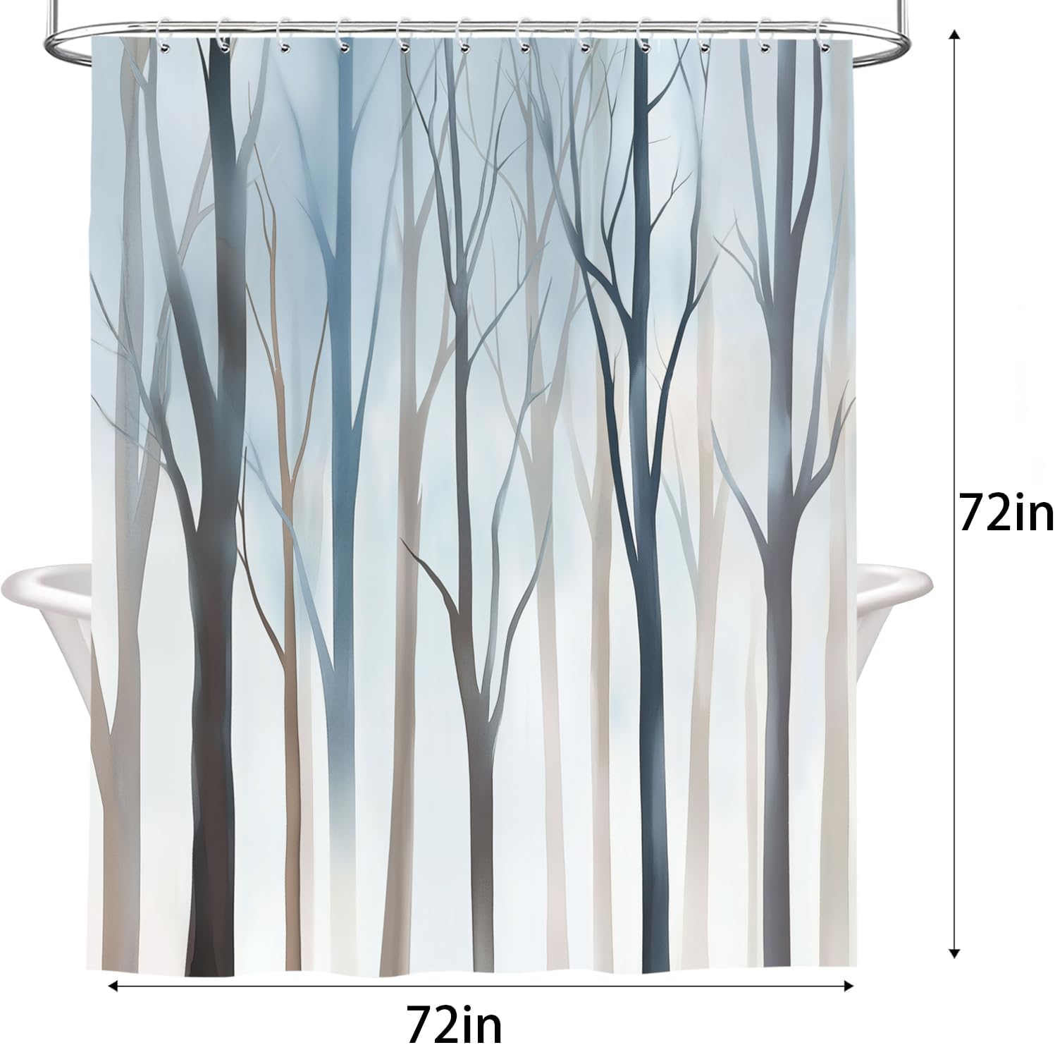 Boho Tree Shower Curtain Set with 12 Hooks 72X72IN