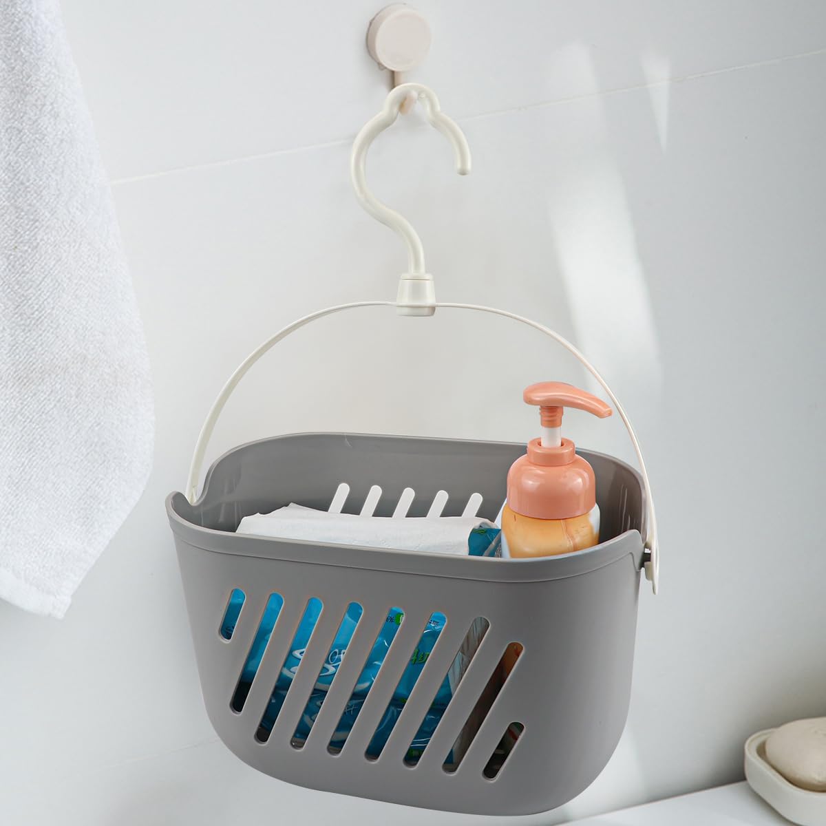 LNQ LUNIQI Hanging Shower Caddy with Hook and Storage Basket