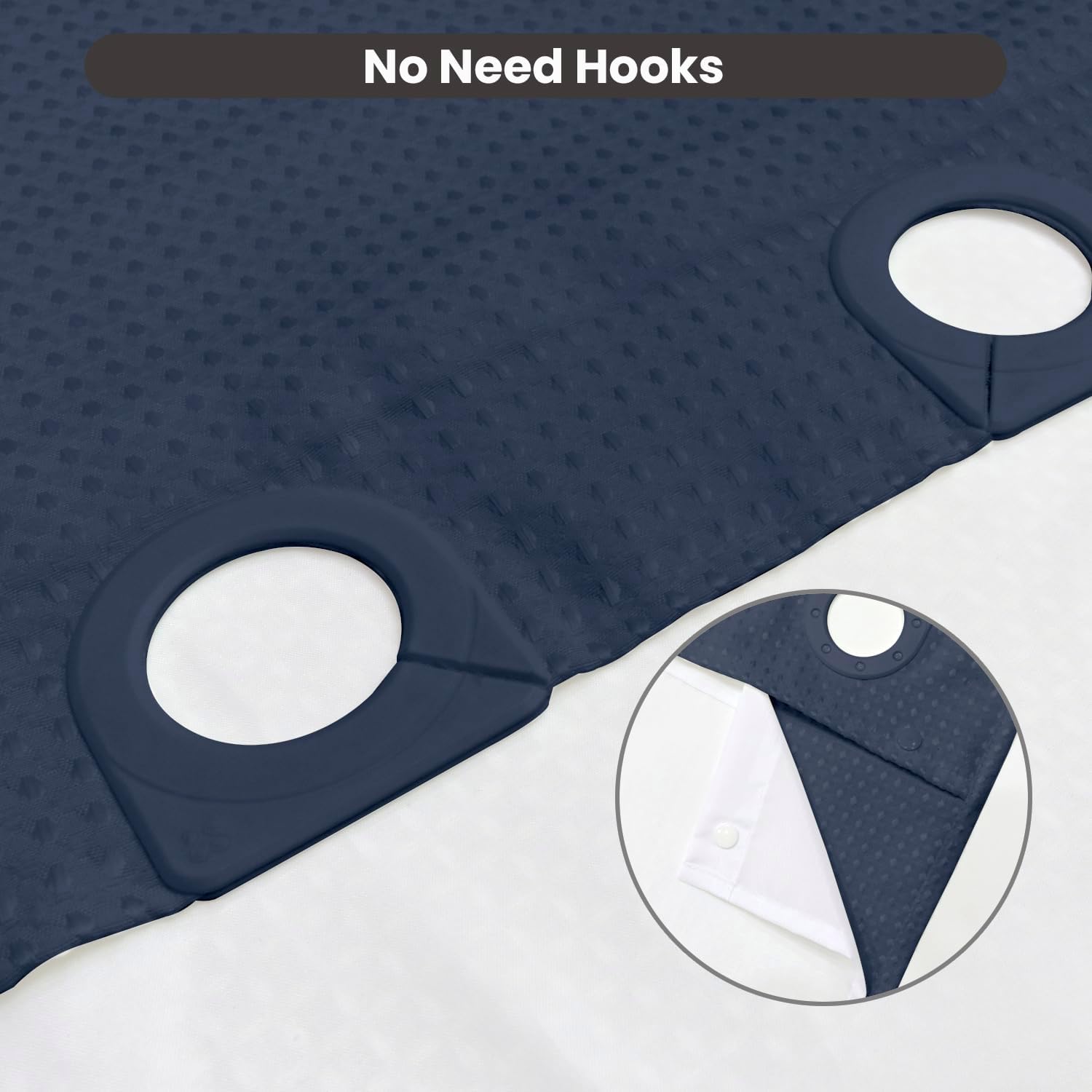 Inhousolu No Hook Waffle Weave Shower Curtain Set Navy Blue