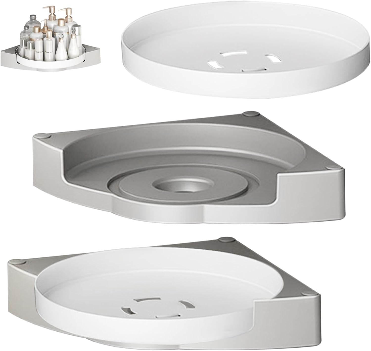 CUCUFA Corner Shower Caddy 2PCS 360 Rotating Organizer