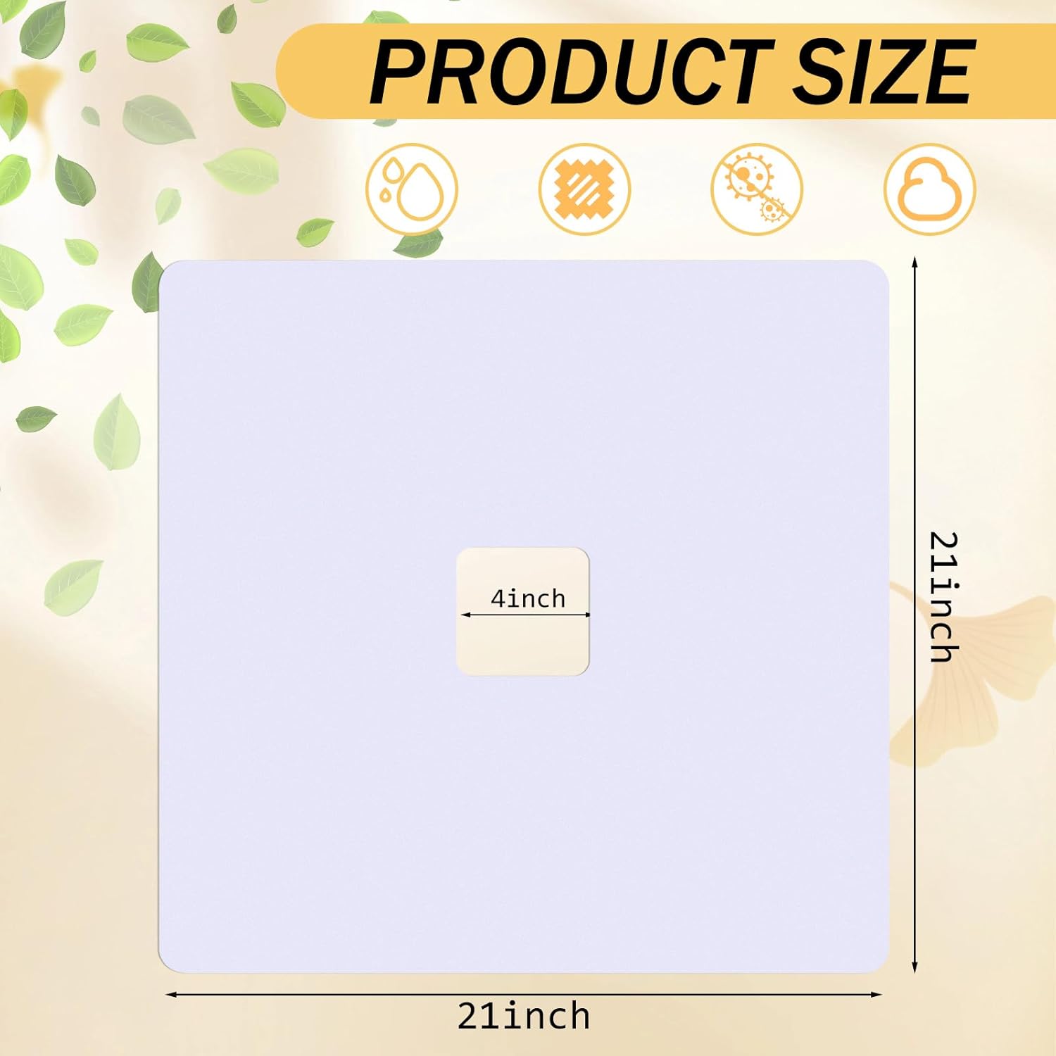 Dunzoom 21x21 Nonslip Shower Mat with Drain Hole