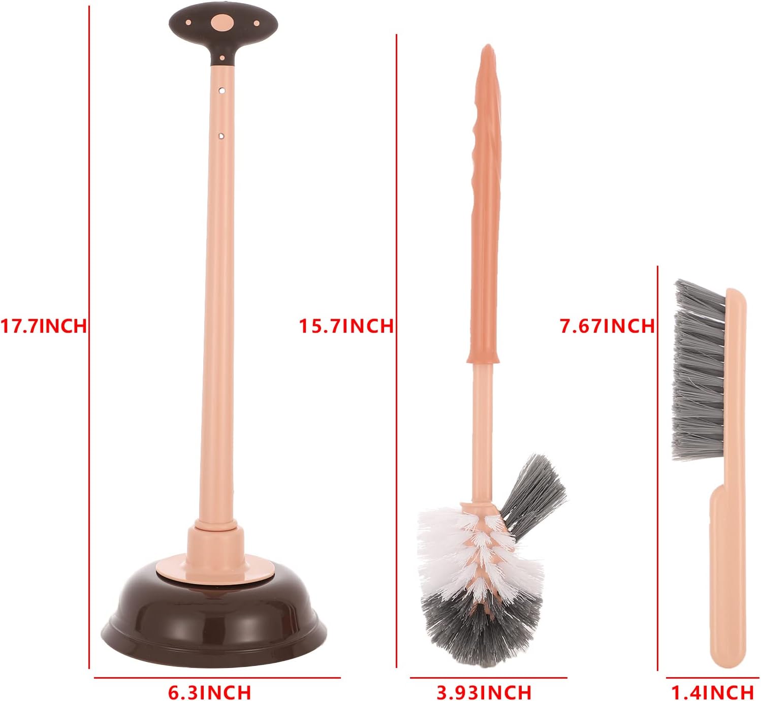 Cq Acrylic Toilet Brush and Plunger Set with Holder - Pink 1 Set