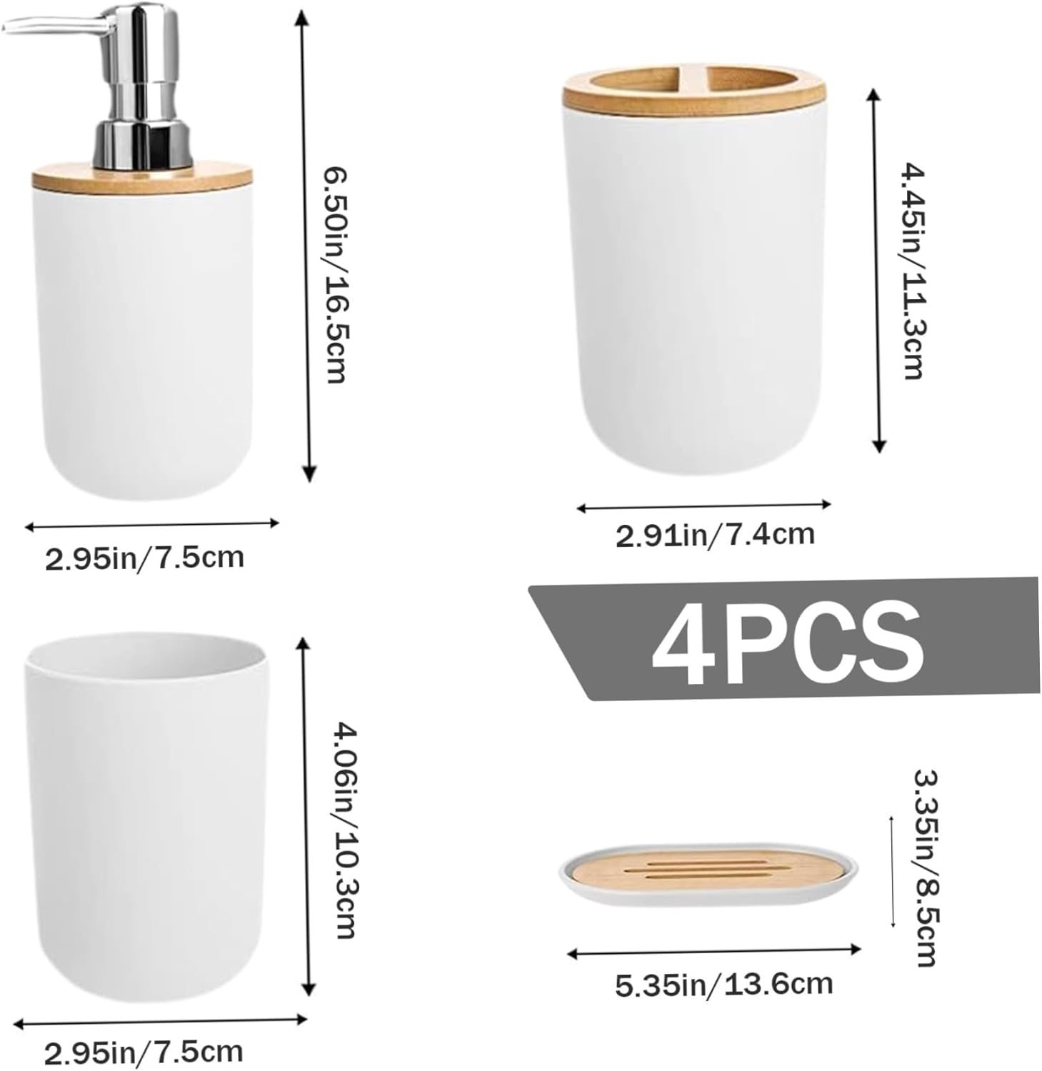 Veesper 4PCS Bathroom Bin and Toilet Brush Set 1
