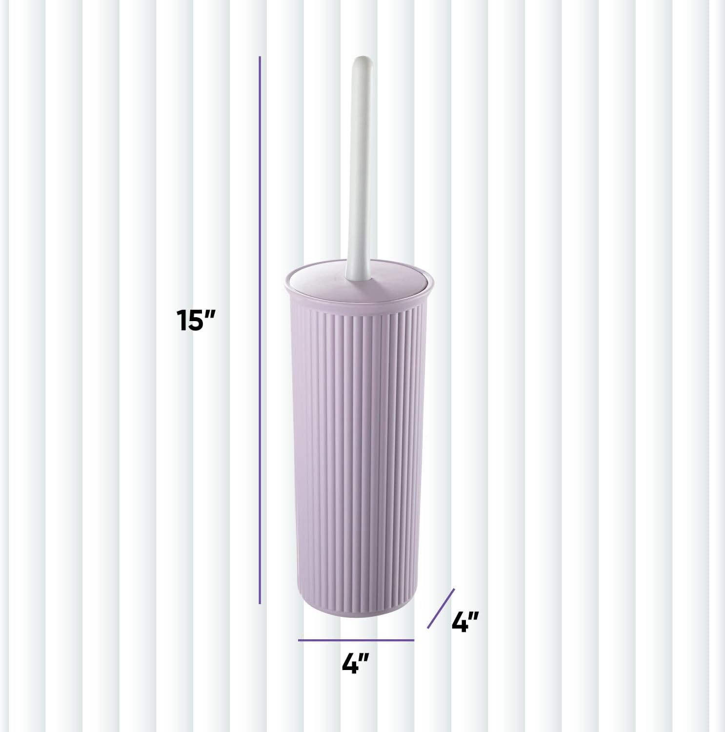 Superio Ribbed Toilet Brush with Holder Set Lilac Purple