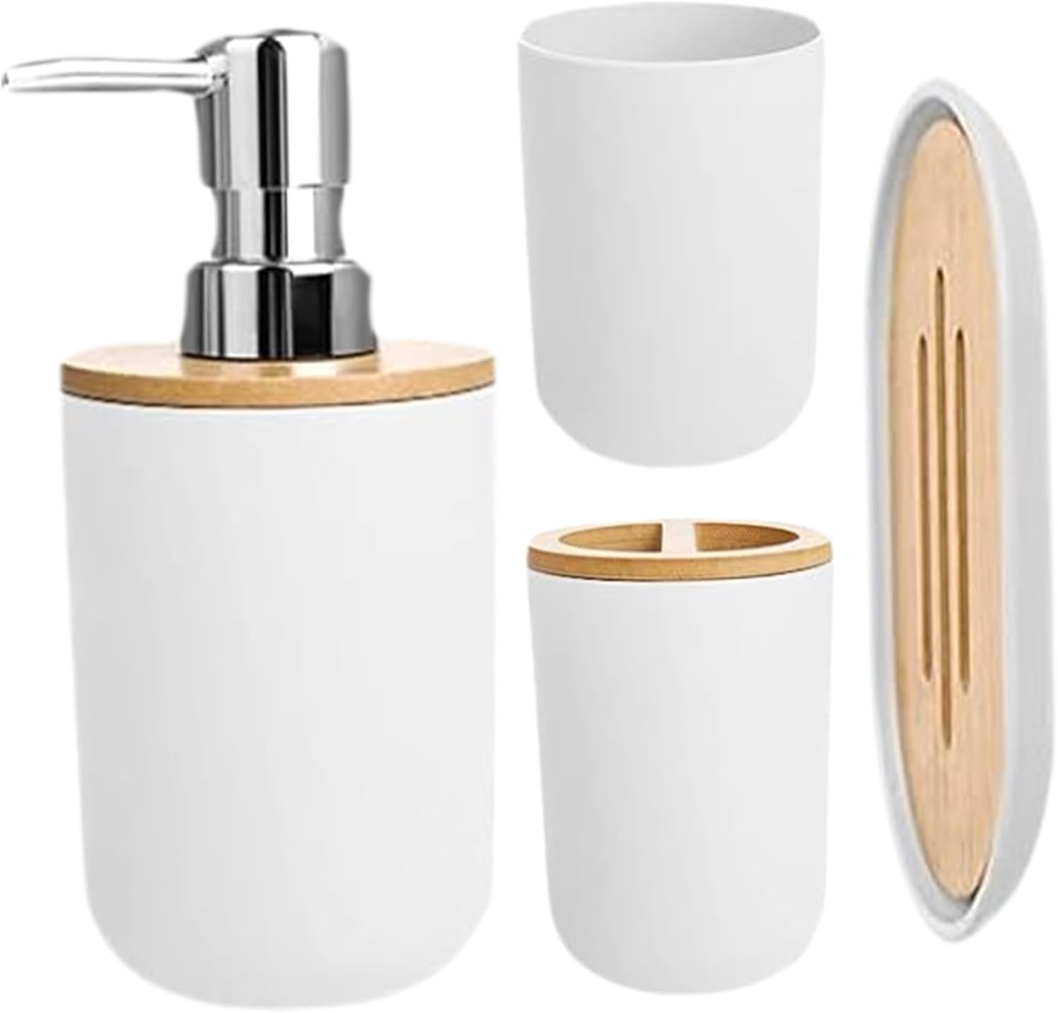 Veesper 4PCS Bathroom Bin and Toilet Brush Set 1