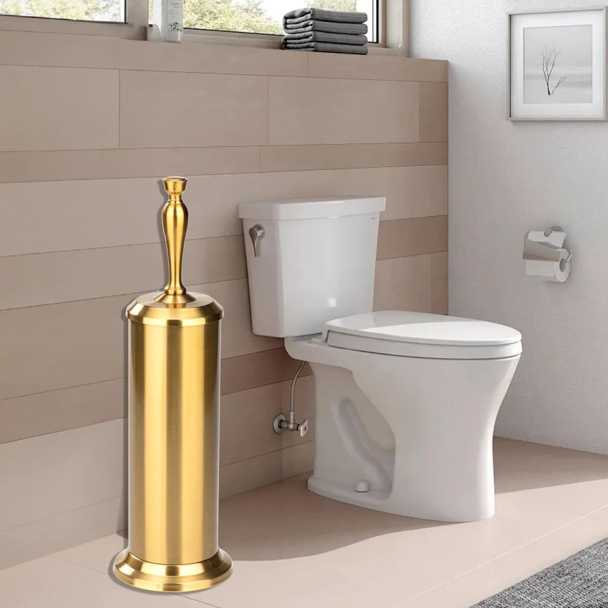 JV TEXTILES Toilet Brush with Aged Brass Holder