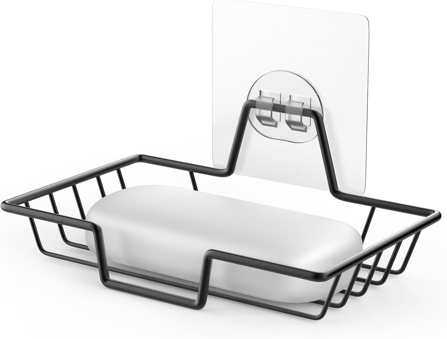 LBshmao-D Soap Dish Holder - No Drilling Rustproof Wall Mount Black