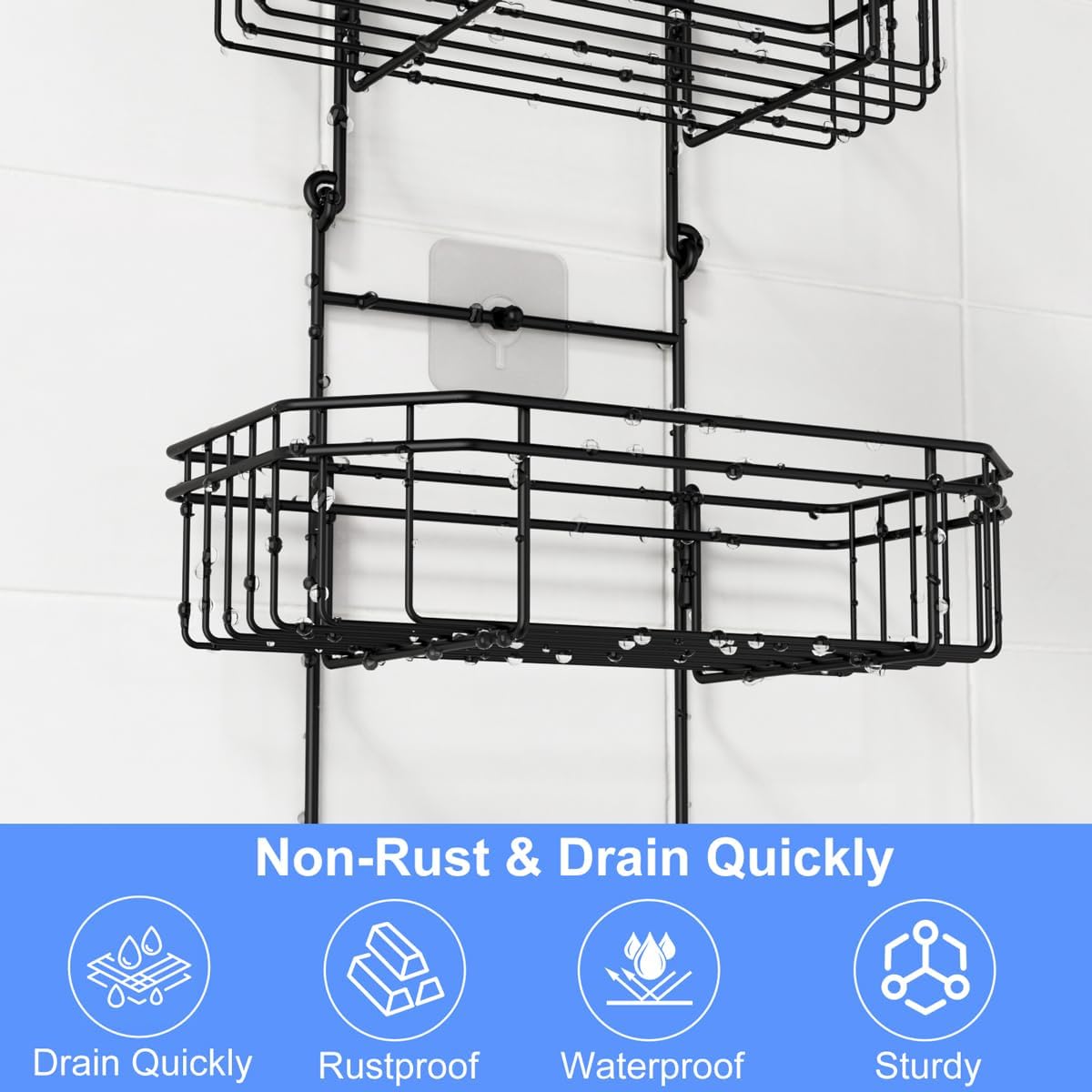 LEEDA 3-Tier Hanging Shower Caddy with Soap Basket