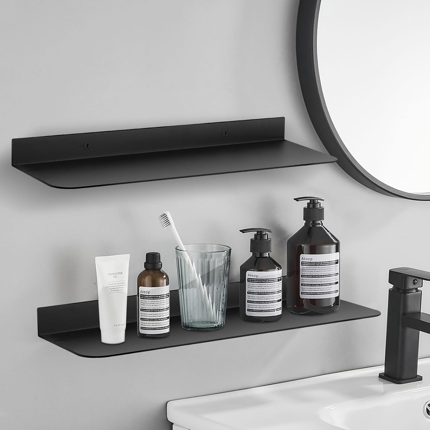 2 Pack Aluminum Shower Caddy Shelf with Self-Adhesive Installation
