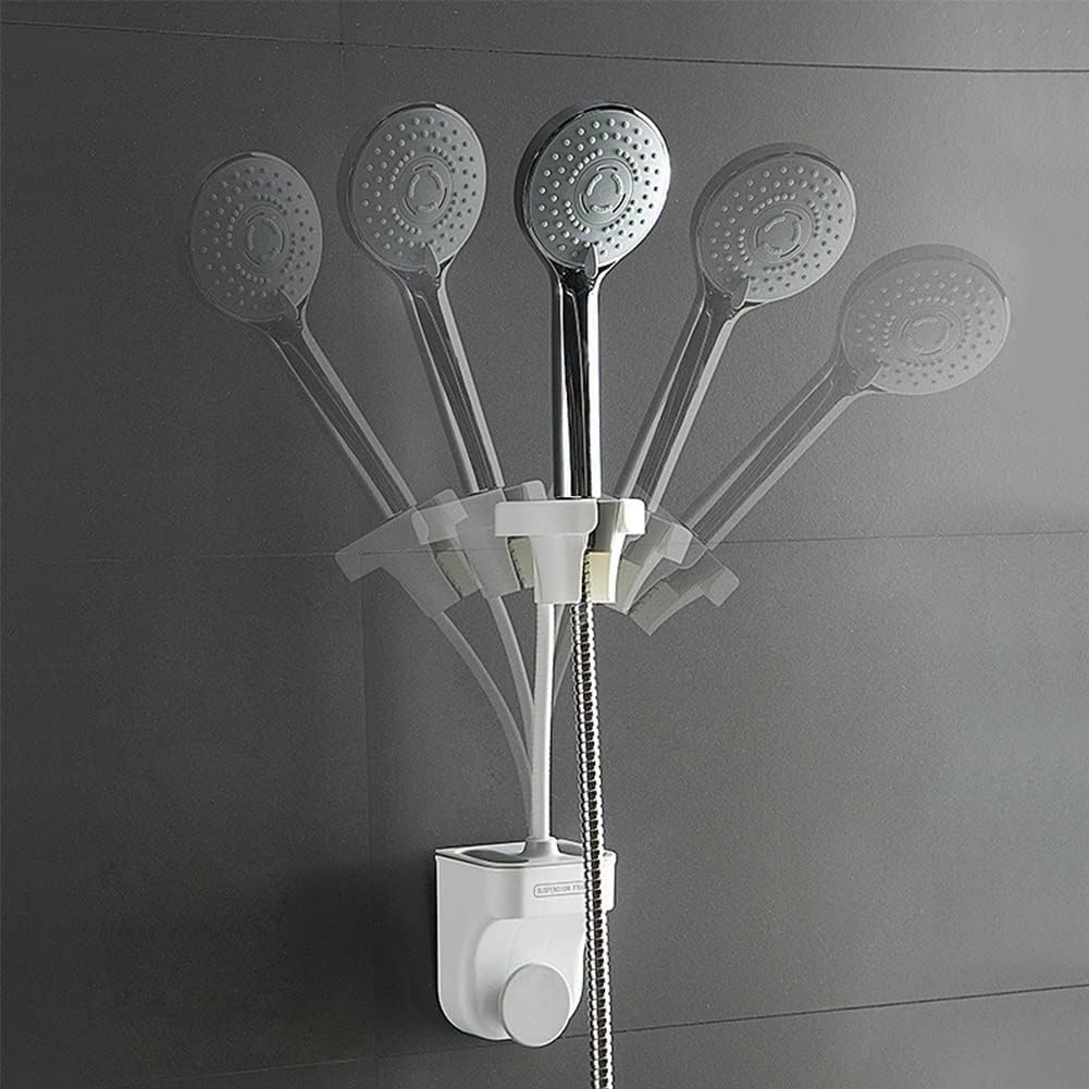 HOTRA Adjustable Showerhead Bracket with Hair Dryer Hook and Storage