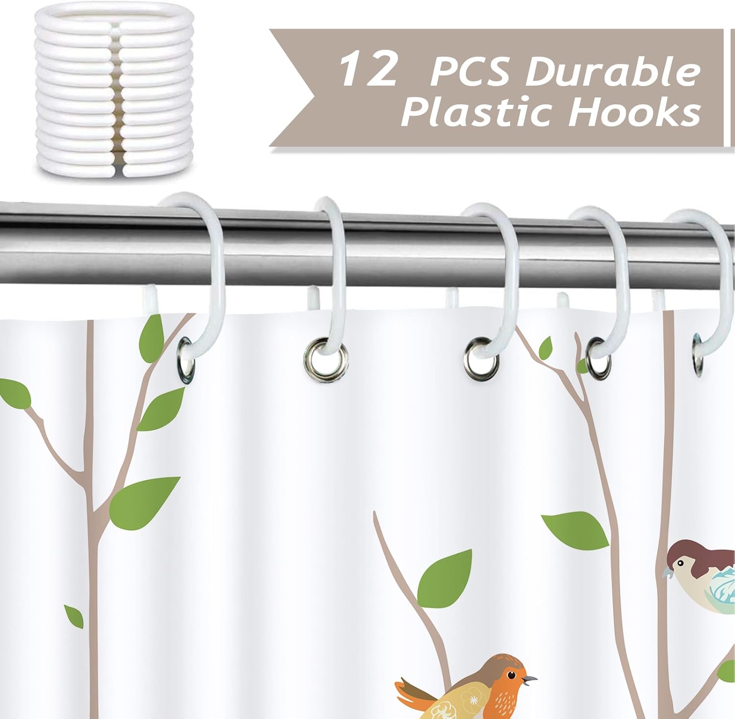 Bonhause Spring Birds Shower Curtain Set