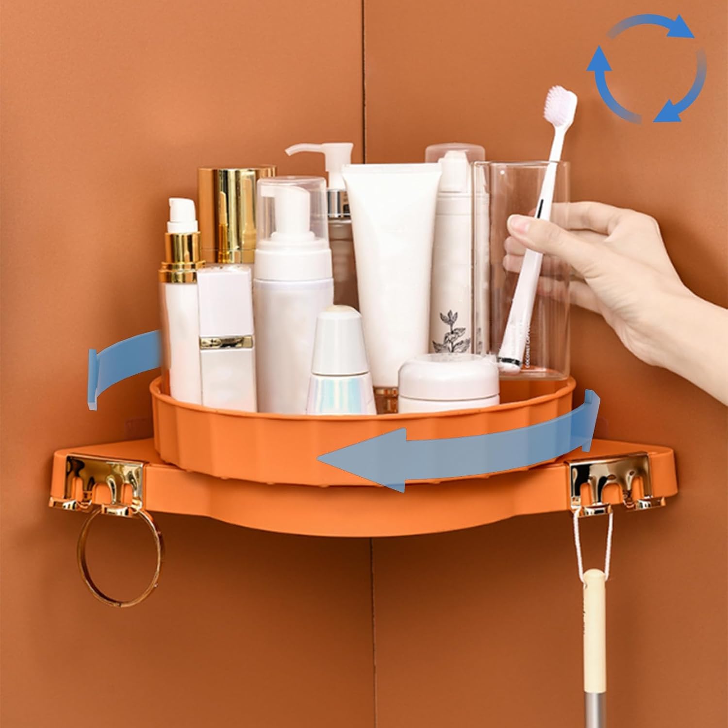Corner Shower Caddy with 360 Rotate Lazy Susan Organizer