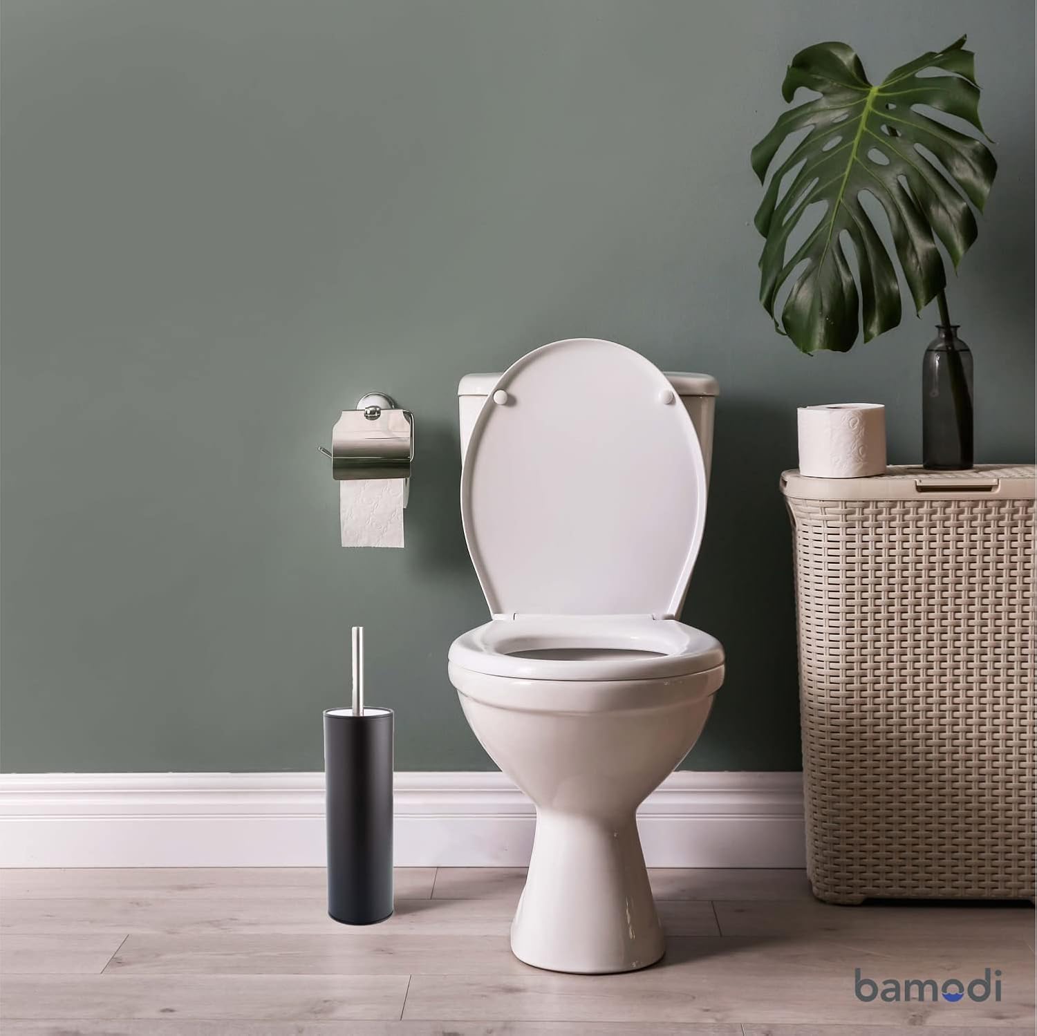 Bamodi Toilet Brush and Holder - Matt Black 1
