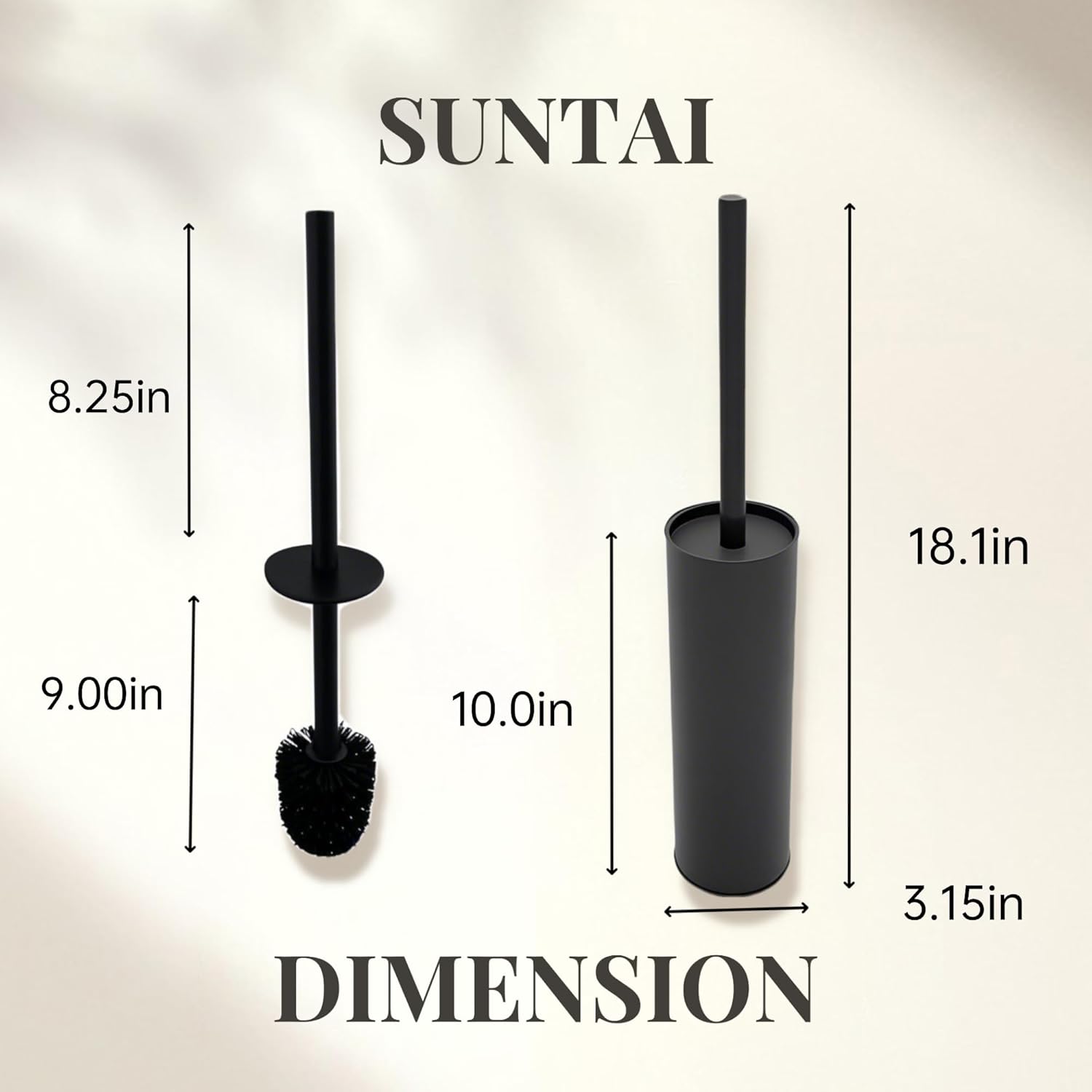 SUNTAI Toilet Brush and Holder with 2 Bristle Heads 1