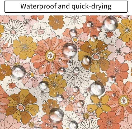 BAUCIWLD Retro Boho Flower Shower Curtain Set with 12 Hooks 1