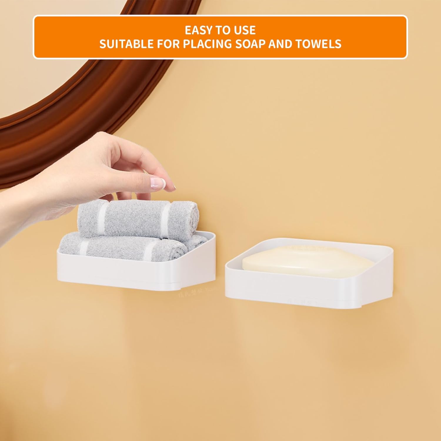 SUOXING Adhesive Soap Holder for Shower Wall White Plastic 2 Pack