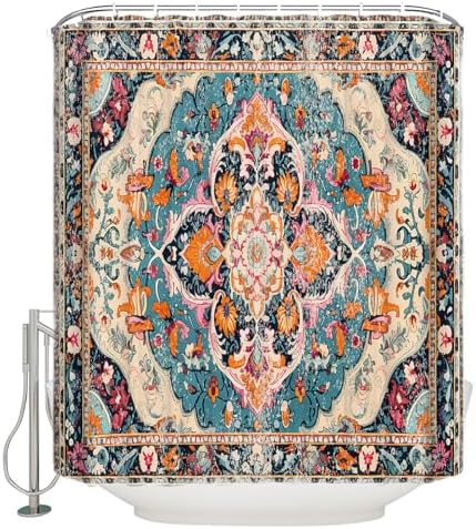 ZOE GARDEN Bohemian Flower Shower Curtain Set
