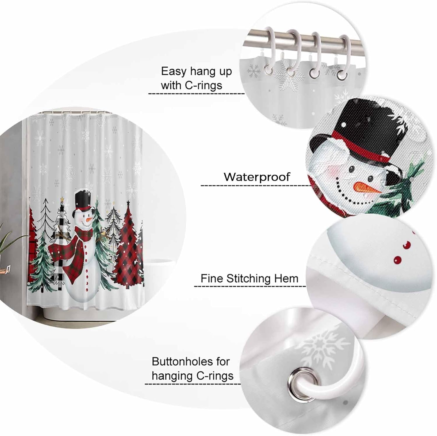 ZOE GARDEN Winter Snowman Shower Curtain Set
