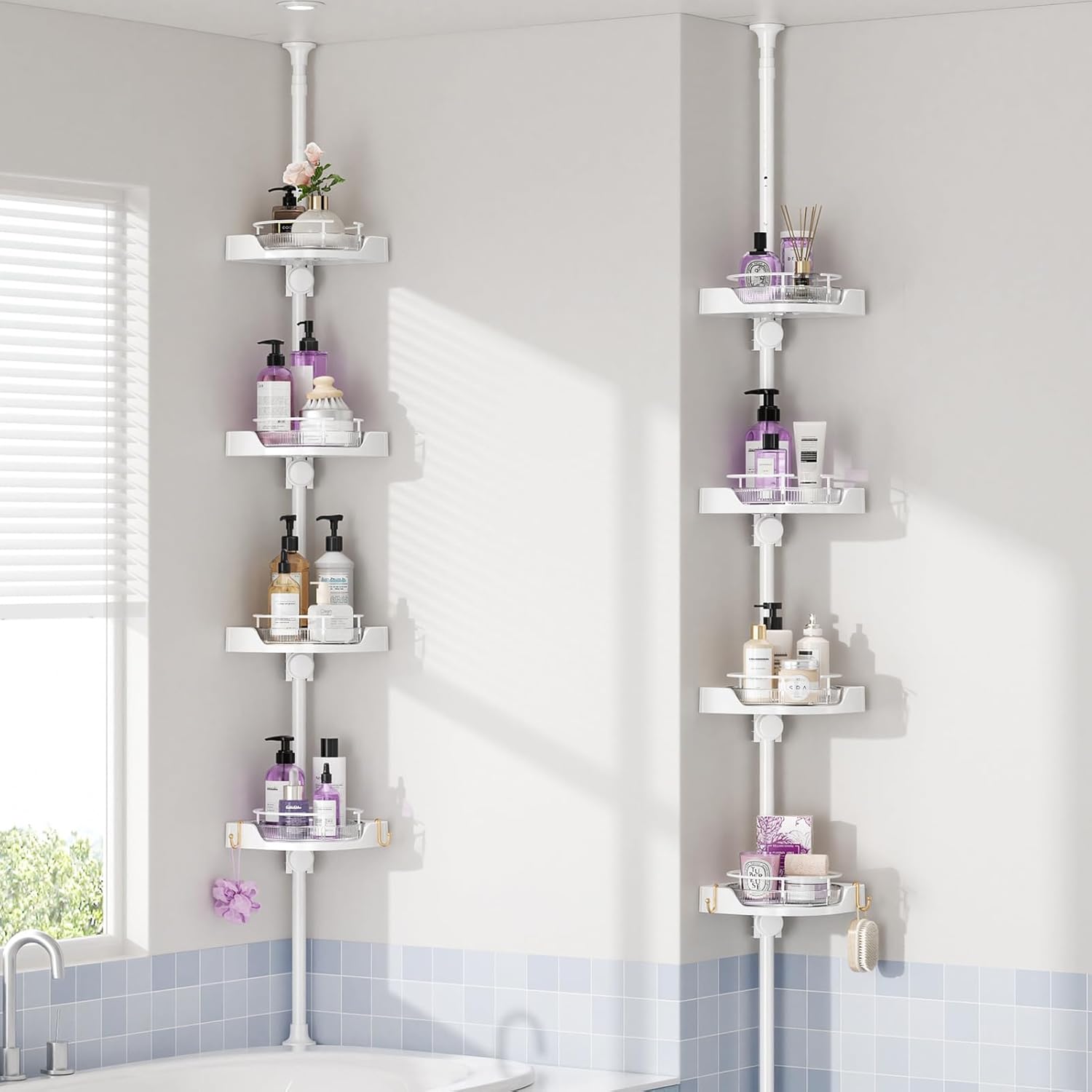 Shuang Qing 4-Tier Rotating Shower Caddy with Safety Guardrail