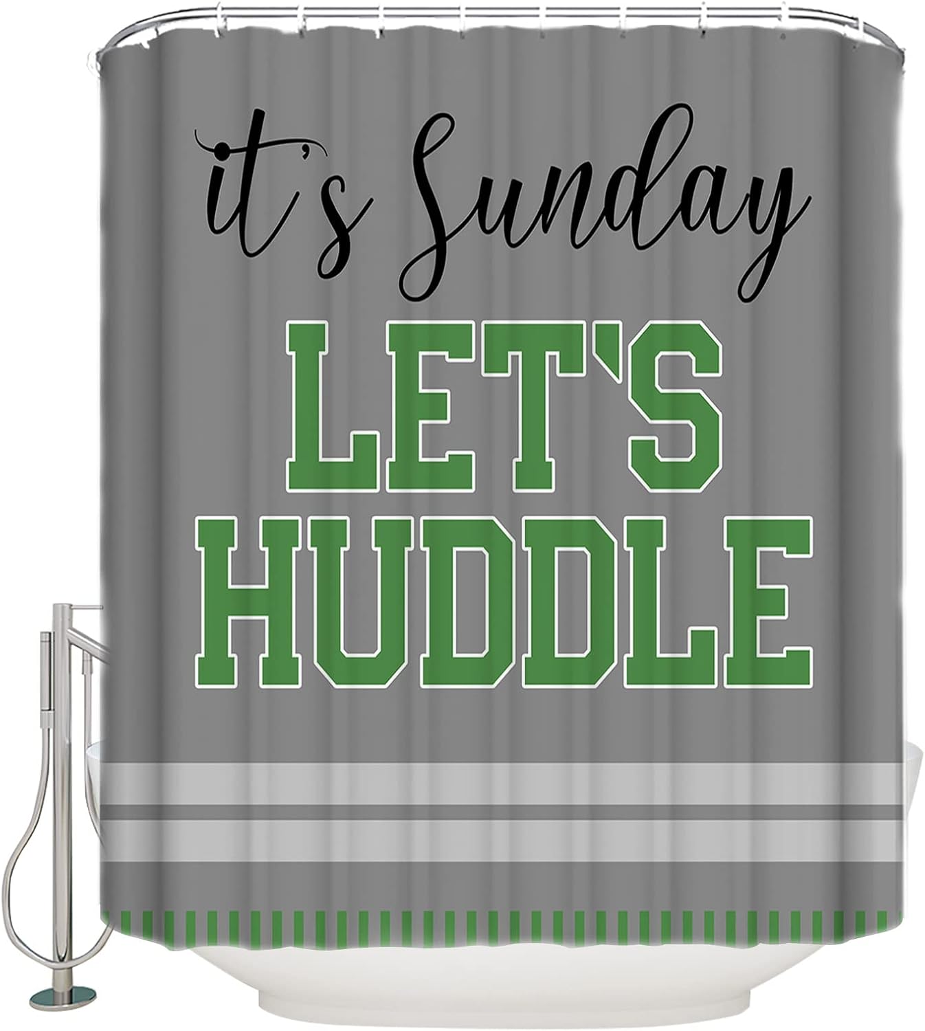 ZOE GARDEN Grey Football Shower Curtain Set with Hooks