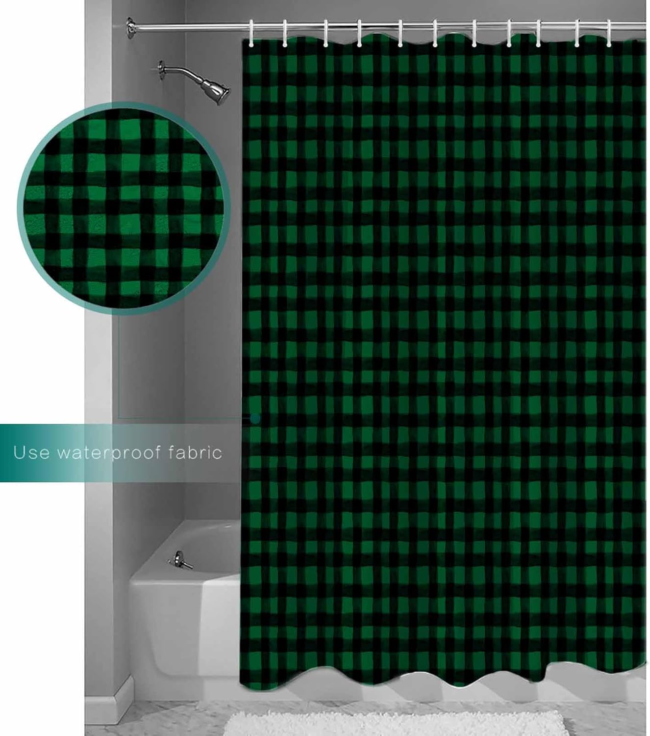 ZOE GARDEN Farmhouse Plaid St Patricks Day Shower Curtain Set