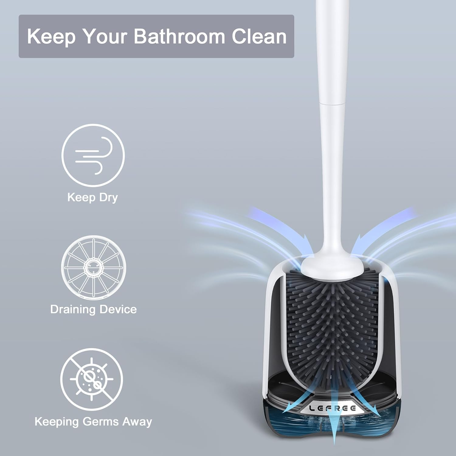 Lefree Toilet Brush Set with Ventilated Holder and Wall Mount Option