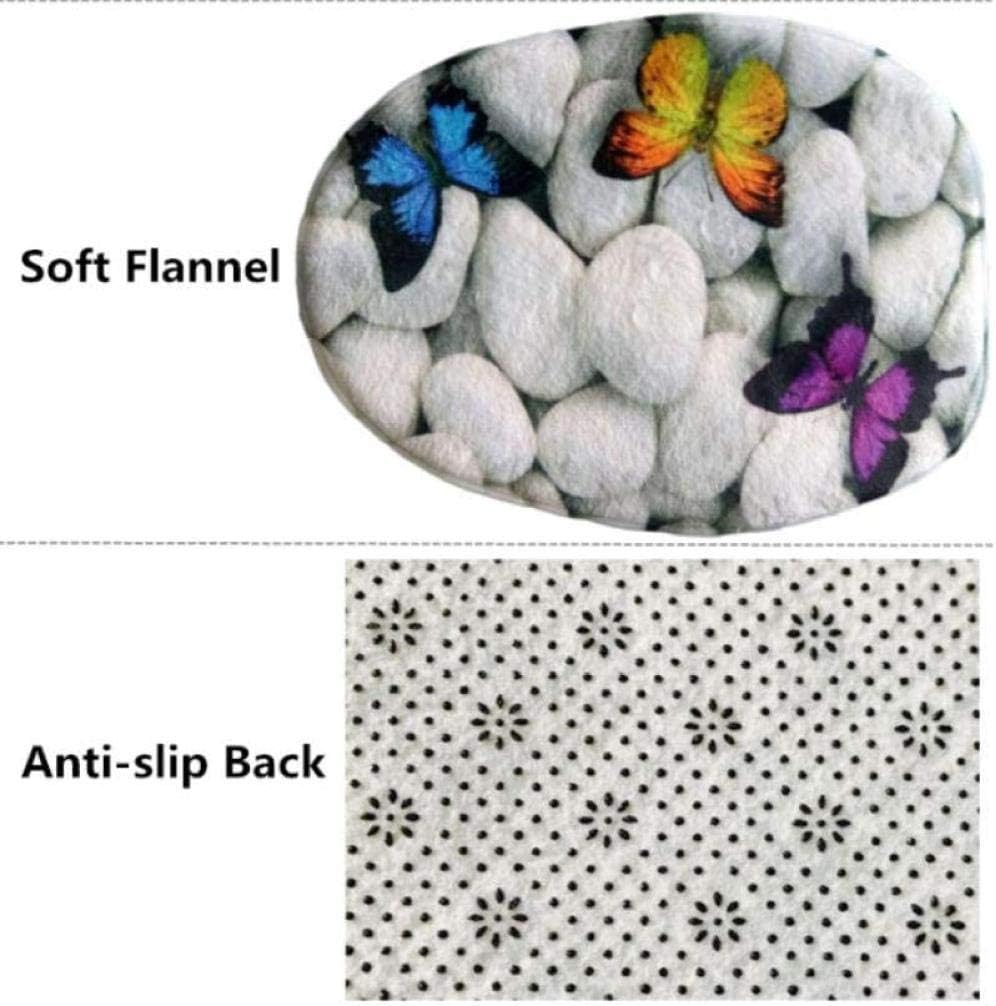 Uphome Bath Mat Leopard Stripe Black White Flannel Non-Slip