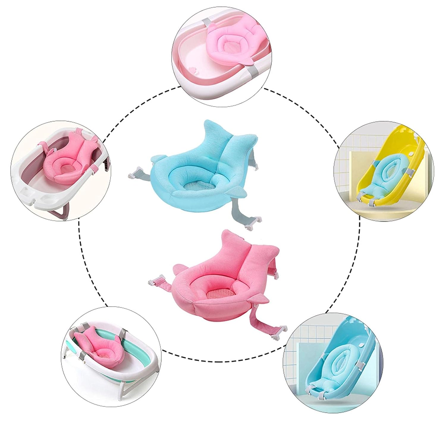 Soft Non-Slip Kids Bath Mat with Four-Way Buckle