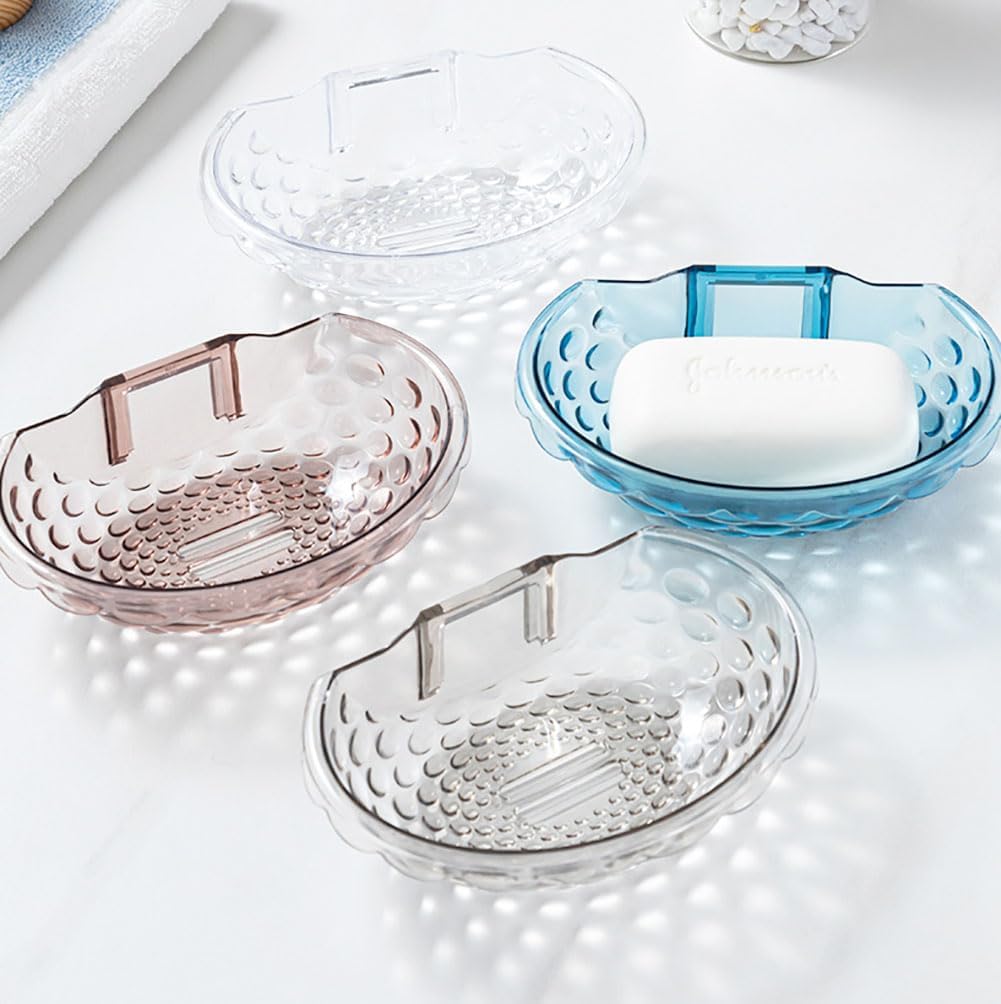 Clear Wall Mounted Soap Dish Sturdy Plastic No Drilling