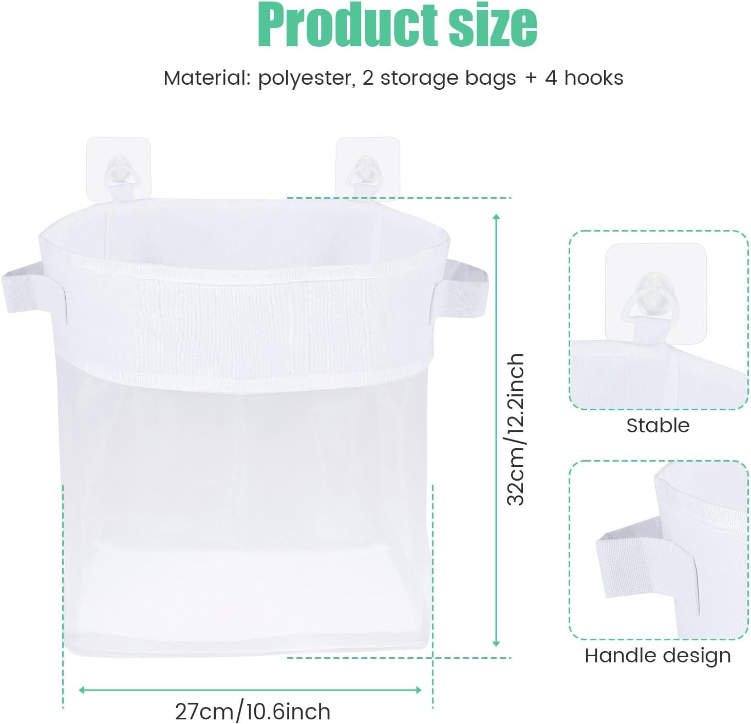 LYDODOKA 2Pcs Bath Toy Storage Holder with 4 Hooks