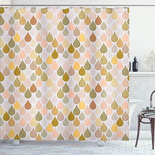 Ambesonne Geometric Shower Curtain 75 Long Pale Coffee 12 Hooks Included