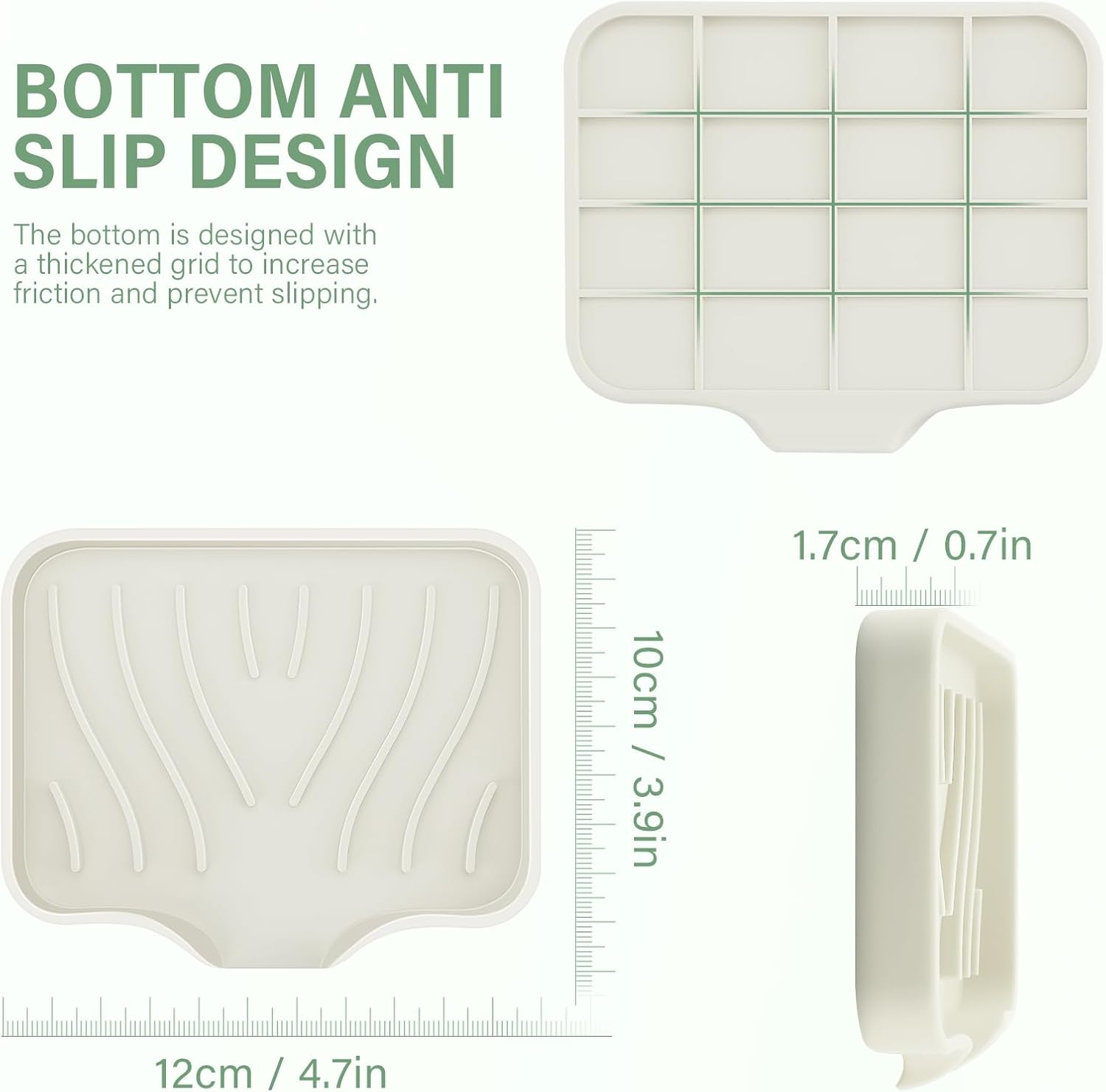 SAISN Silicone Soap Dish 2 Pack Self Draining