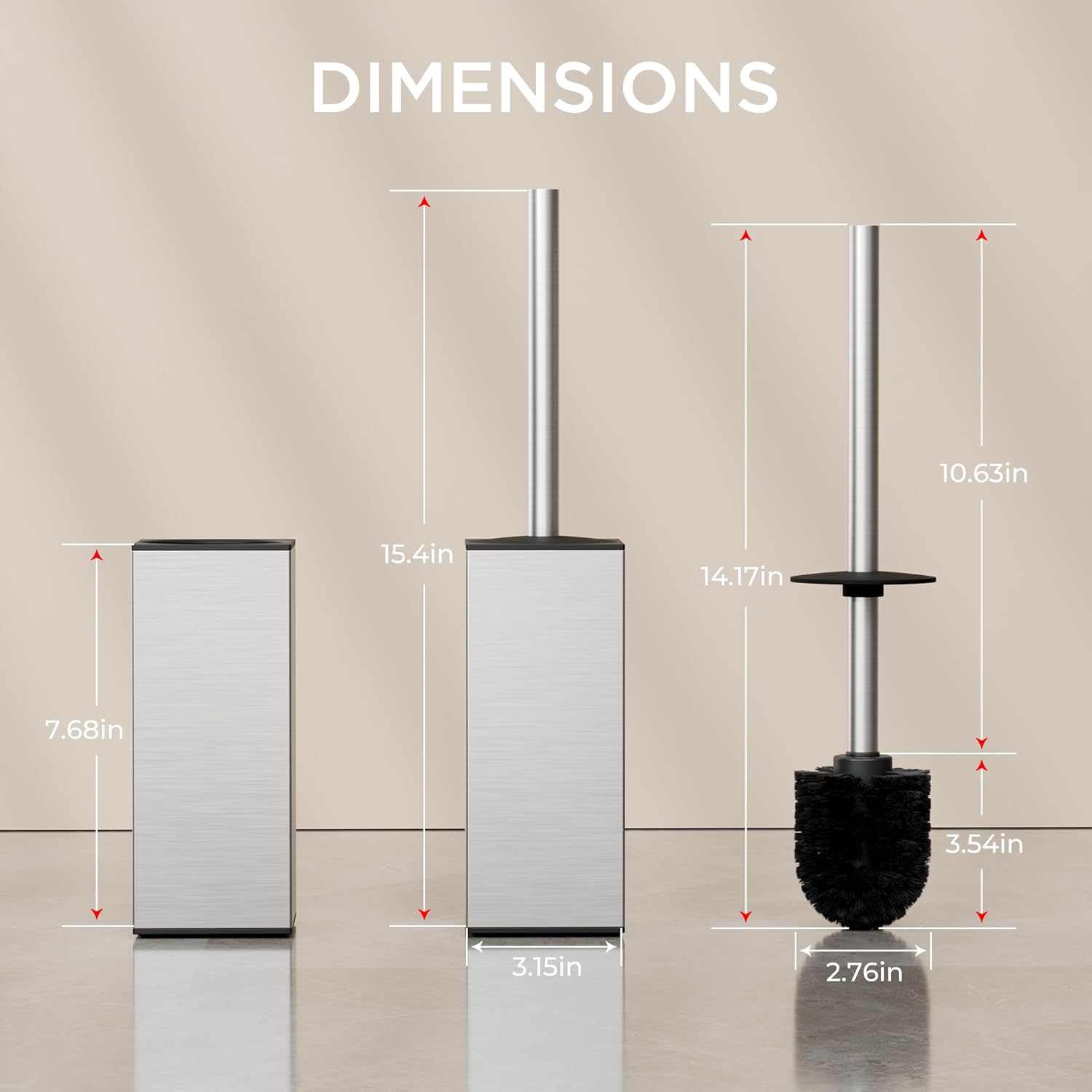 FORIOUS Toilet Brush and Holder Set with 2 Brush Heads