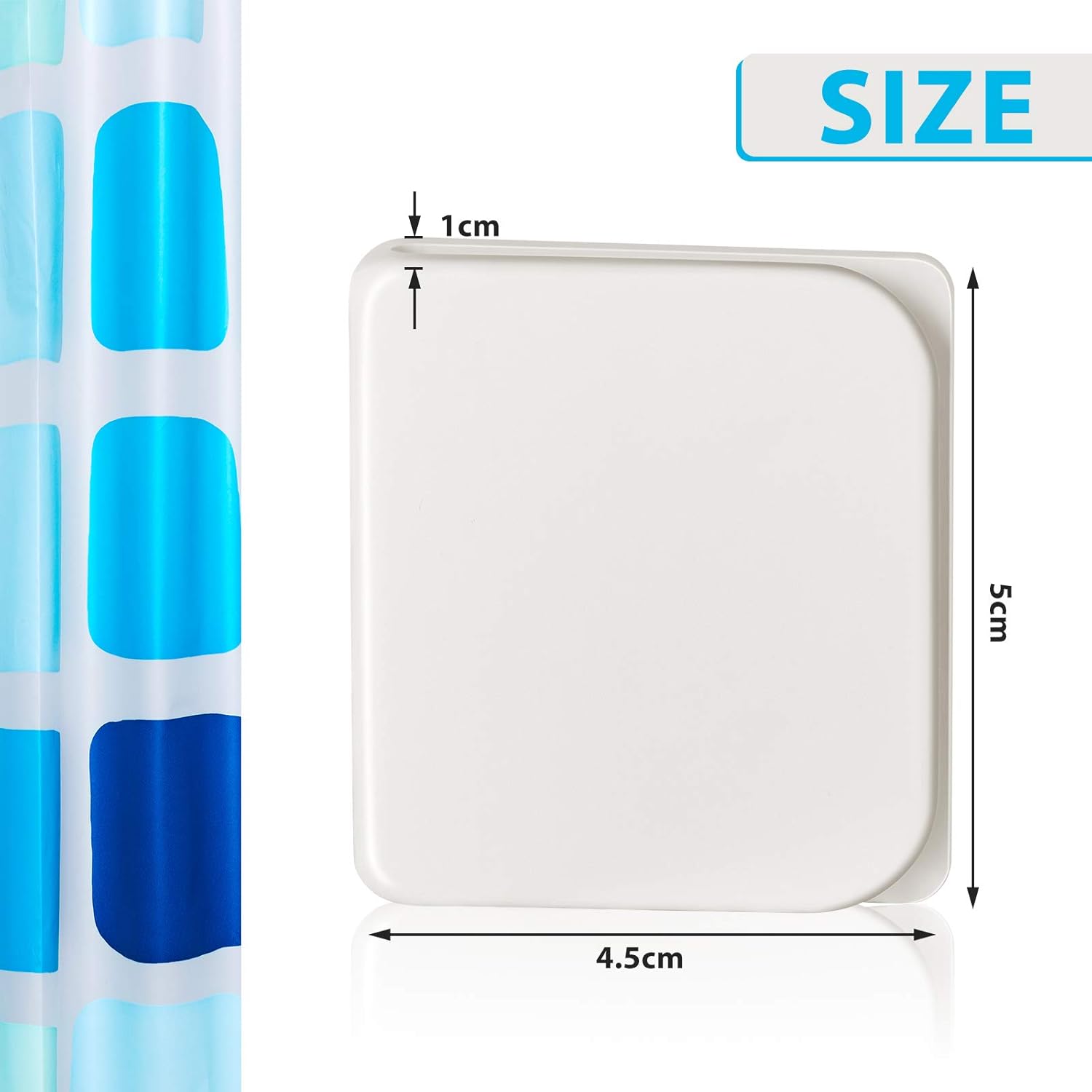 Jetec 2 Piece White Shower Curtain Clips with Adhesive