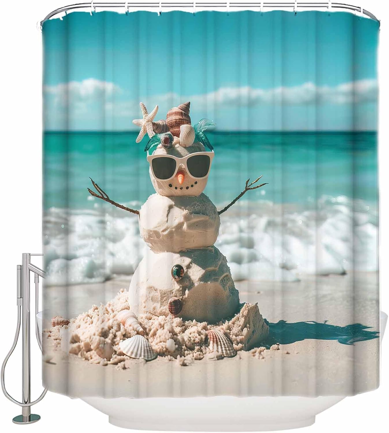 ZOE GARDEN Christmas Beach Shower Curtain Set 72x72