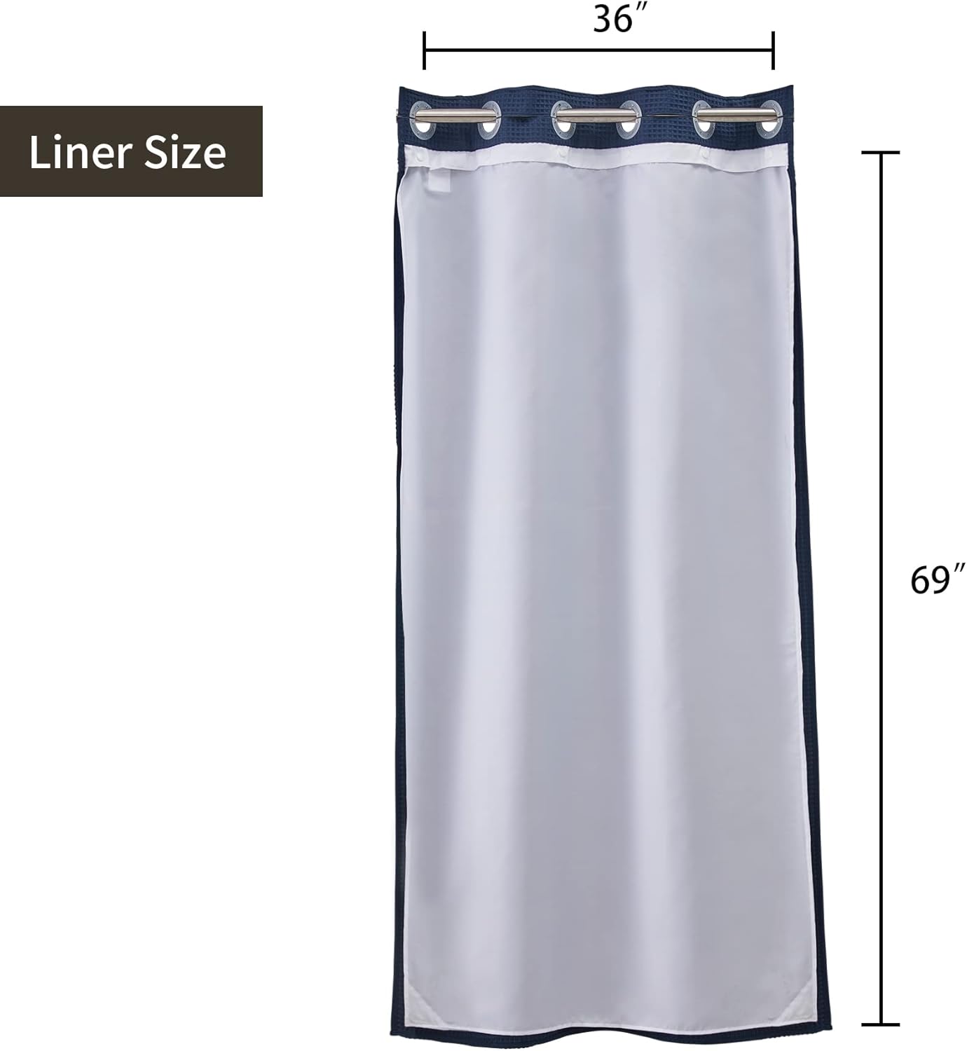 River Dream Navy Blue Waffle Weave Shower Curtain Set