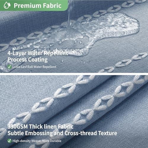 Eachope No Hook Shower Curtain Set with Tassels Blue 71x86