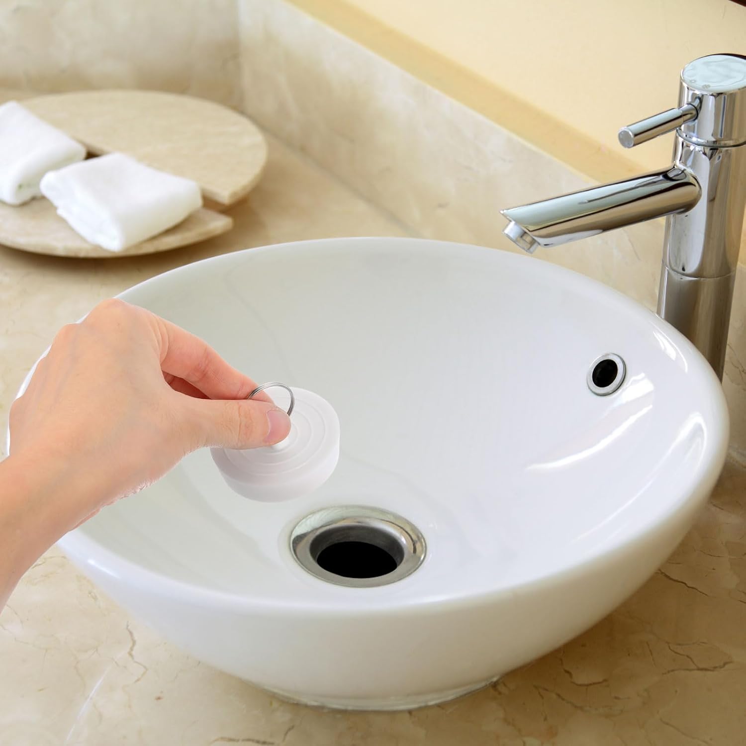 Uxcell Rubber Sink Plug with Hanging Ring White
