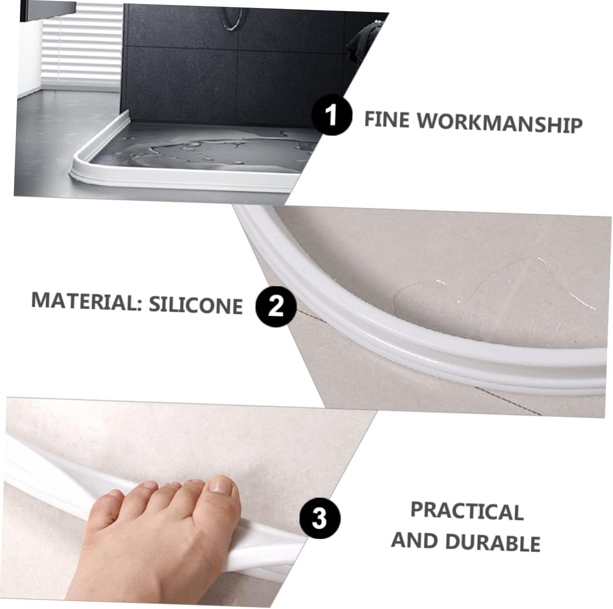 STOBOK Bendable Water Baffle Strip for Bathroom Wet Dry Separation