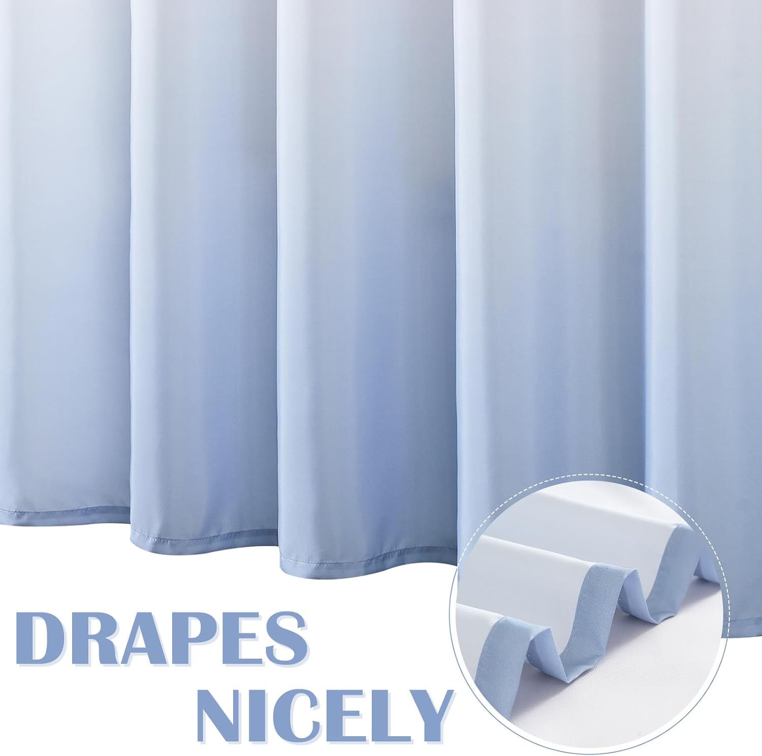 Jinchan Ombre Lilac Blue Shower Curtain Set