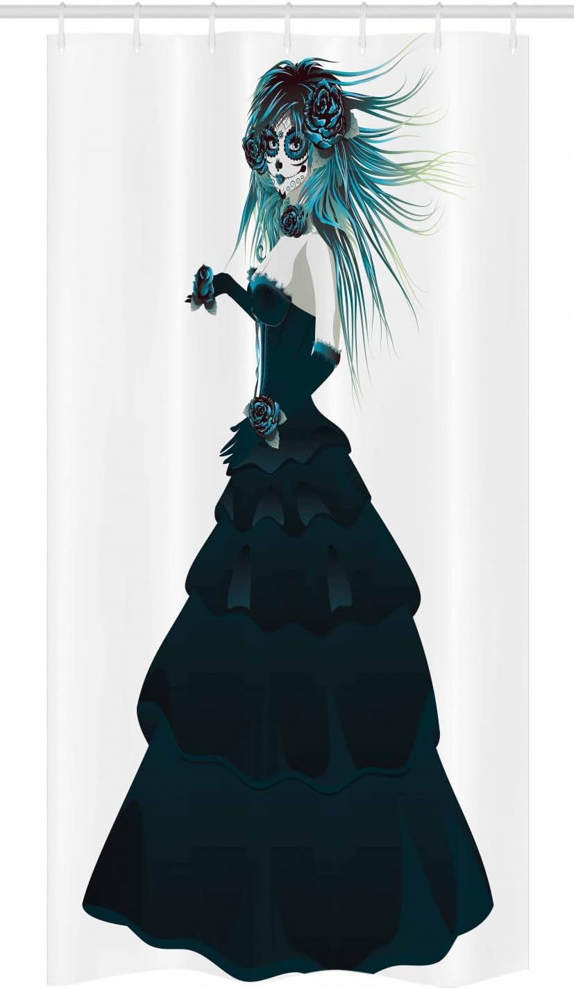 Ambesonne Gothic Halloween Shower Curtain Set 36x72 Inches White Teal