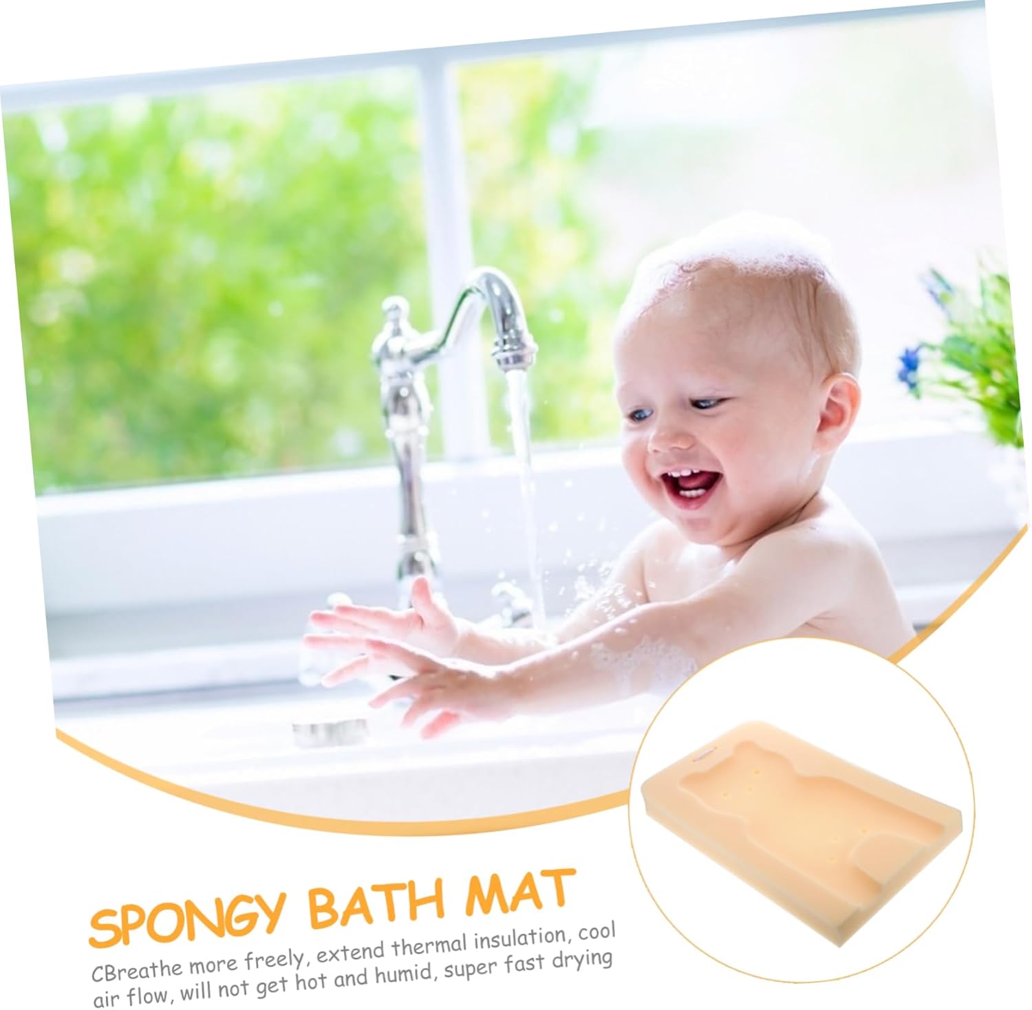 BESTYASH 1Pc Non-Slip Bath Sponge Mat for Comfortable Bathing