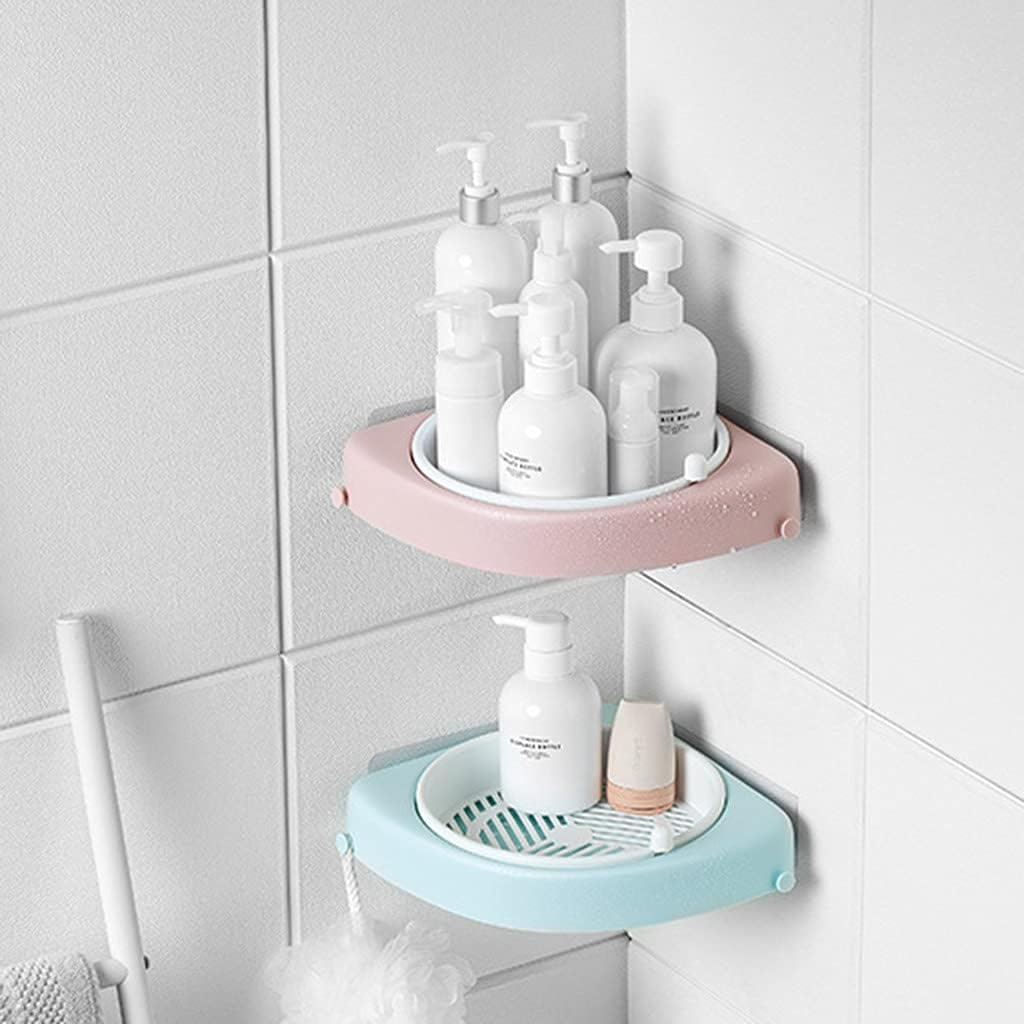 WISHNYMPH Wall-Mounted Rotating Shelf with Hooks Pink